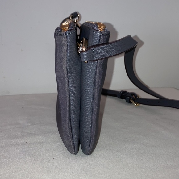 Henri Bendel New York Nylon Bag Grey Detach Adj Strap Purple Lining EXC! - Picture 7 of 14